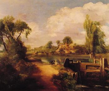 約翰 康斯特佈爾 Landscape with Boys Fishing